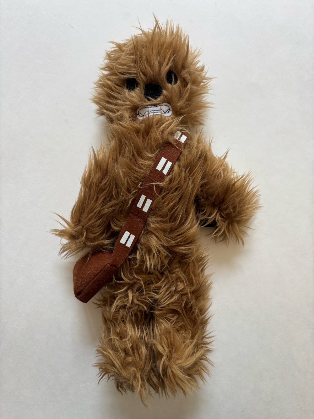Plush Brown Chewbacca-Style Kids Toy with Crossbody Bandolier
